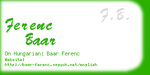 ferenc baar business card